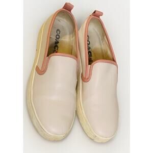 COACH Leather Women's Slip On Loafer White & Pink Petal Trim Sz 9.5B Model G5310